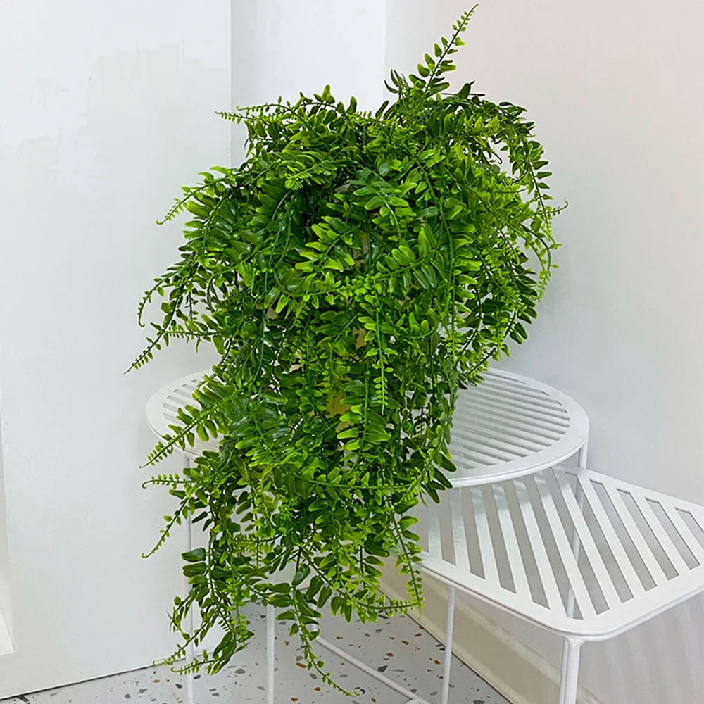 Luvikno | Evergriva Hengeplante Kunstig | 90 cm Boston Fern Look | Enkel Pleie & UV Motstandsdyktig | For Innendørs & Utendørs