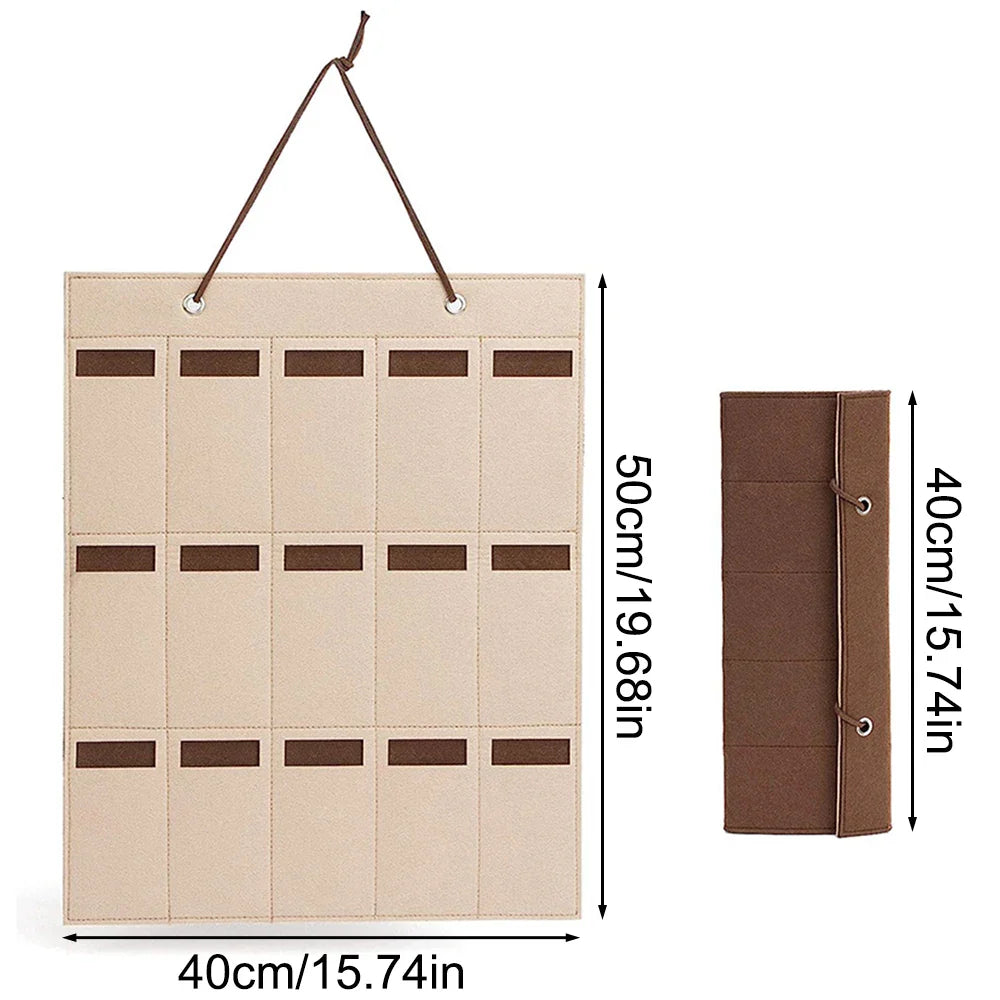 Luvikno | GlasSpace Organizer | Veggmontert Brilleholder | Sammenleggbar Solbrilleoppbevaringspose | Plassbesparende & Støvtett | 42 × 38 cm