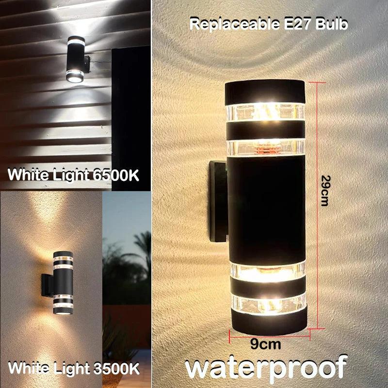 Luvikno | LumiBloc LED utendørsvegglys | Opp & Ned effekt | E27 sokkel | IP65 vanntett | Moderne design for hage & balkong