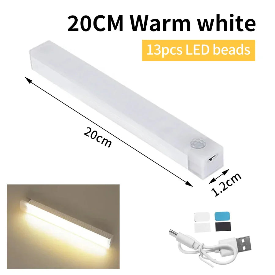 Luvikno | SenseLite Motion LED | Oppladbart sensorl light med magnetfeste | Varme hvit | For skap, seng og gang
