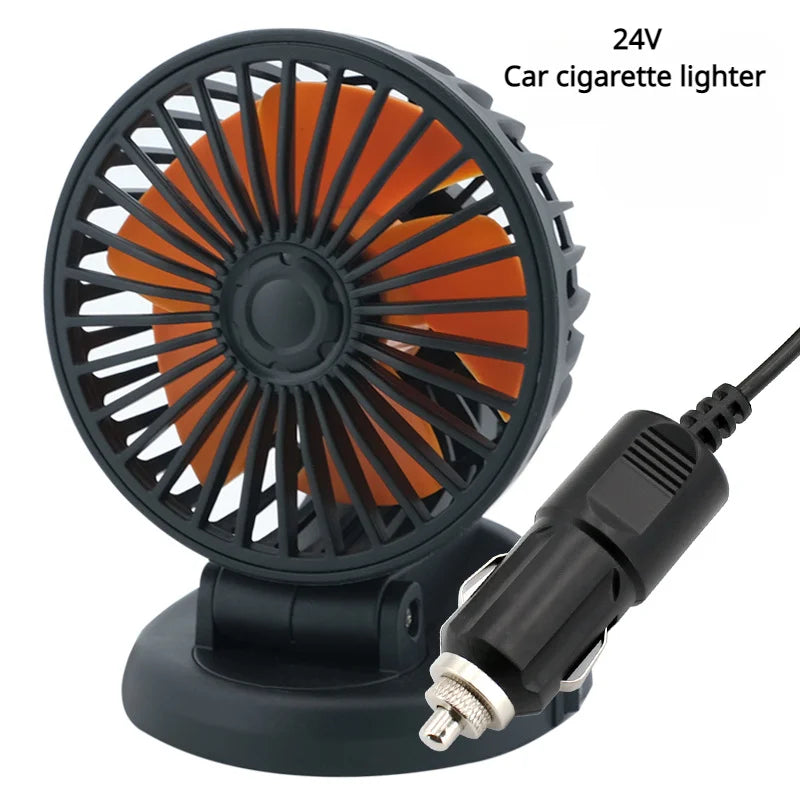 360° Justerbar Bilvifte - 3-Hodet Automotiv Elektrisk Vifte - USB/12V/24V - 2 Hastigheter - Stille Kjøling for Hjem, Skrivebord, Kontor & Bil | Luvikno
