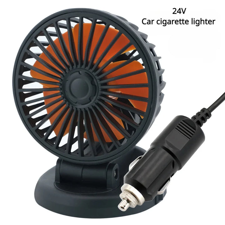 360° Justerbar Bilvifte - 3-Hodet Automotiv Elektrisk Vifte - USB/12V/24V - 2 Hastigheter - Stille Kjøling for Hjem, Skrivebord, Kontor & Bil | Luvikno