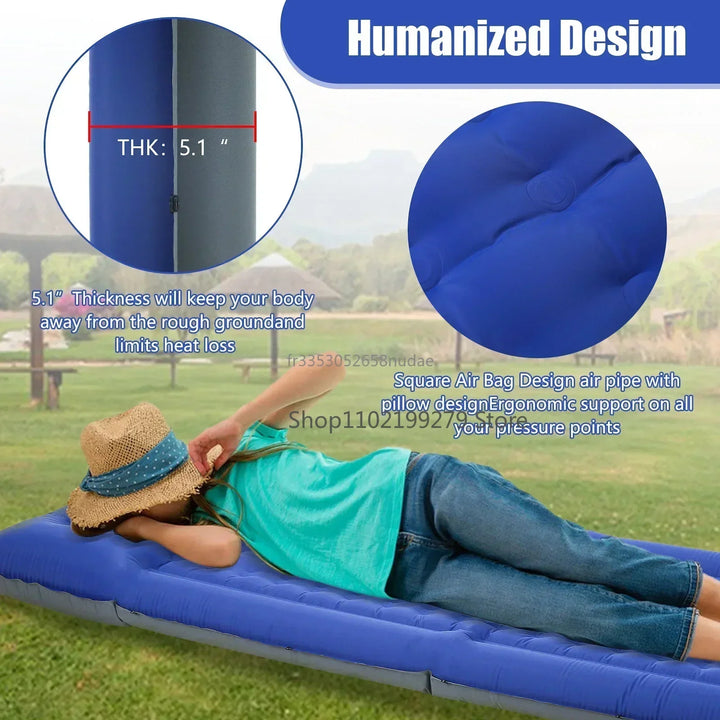 Luvikno | TrekBreeze Camping Liggeunderlag Selvinflaterende | 12 cm Tykk | Med Fotpumpe & Kan Koble Sammen | Ultralett & Vanntett
