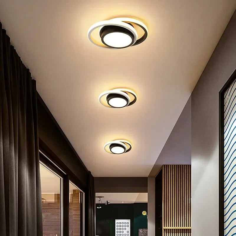 Moderne LED Taklampe 18W | Kreativ Design med 2 Ringer | Energivennlig Belysning for Stue & Kontor 24 cm | Luvikno