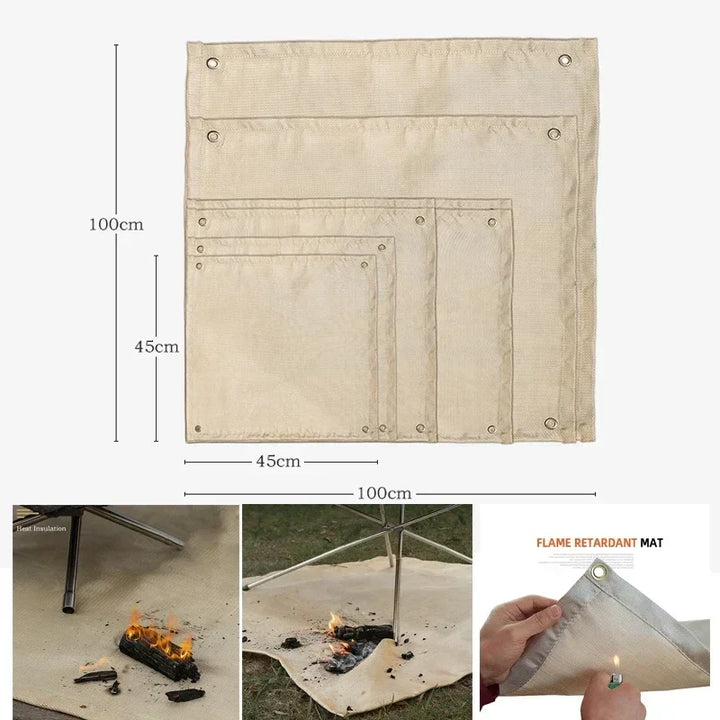 Luvikno | CampVita Brannbeskyttelse Camping Matte | Varmeresistent & Brannsikker | Ideell for Grill & Leirbål | Glassfiber Beige