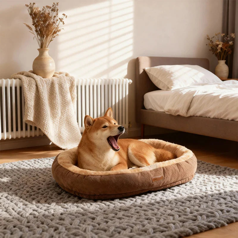 Oval Plush Bed for Dogs & Cats Luvikno