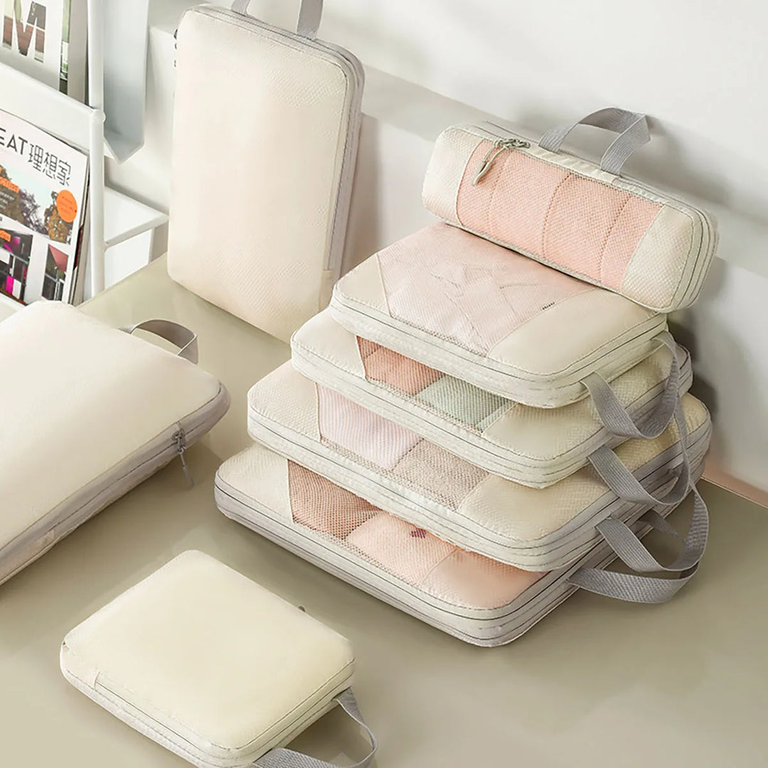 Luvikno | PackNest Kompresjons Organizer Set | 5-delt | Plassbesparende & Vannavvisende | Ideell for reise & hverdagsbruk