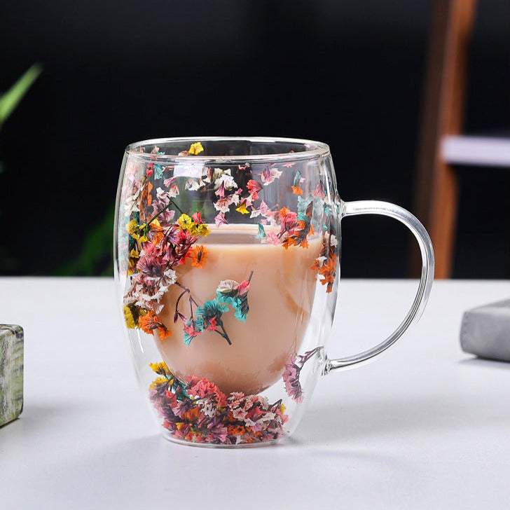 Dobbeltveggede tørkede blomster glasskop