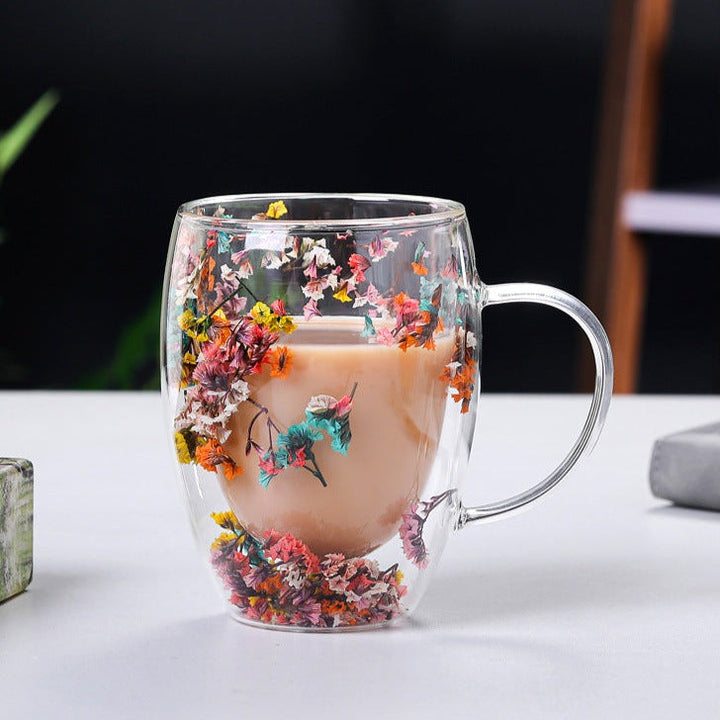 Dobbeltveggede tørkede blomster glasskop