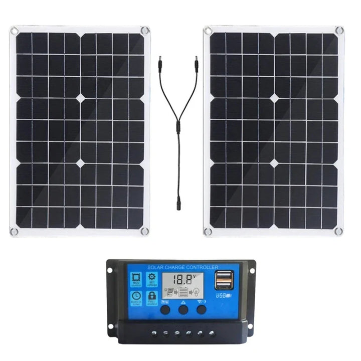 Luvikno | SolaVibe Solpanel 1200W | Fleksibelt 12V ladepanel | 2x USB & 100A laderegulator | Utendørs camping