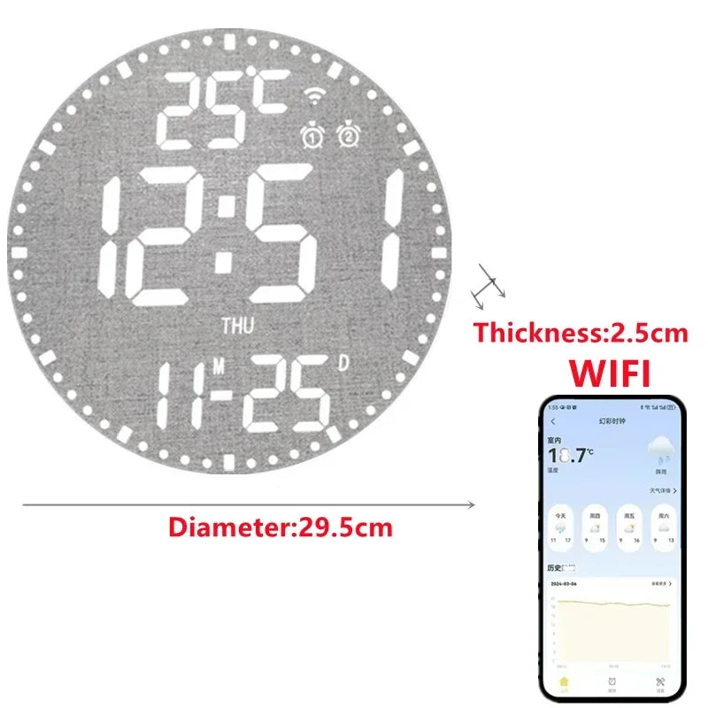 WiFiTime Klokke - Smart LED Veggklokke med Kalender Luvikno