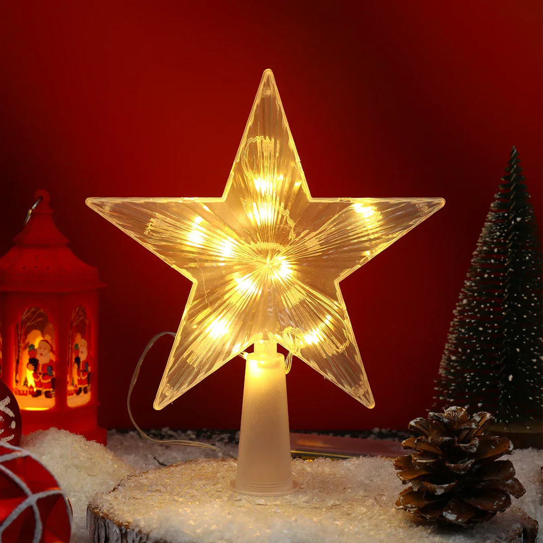Lysende julegave – LED-belyst juletre topp for juletre, glitrende juledekorasjon for festbelysning og elegant dekor | Luvikno