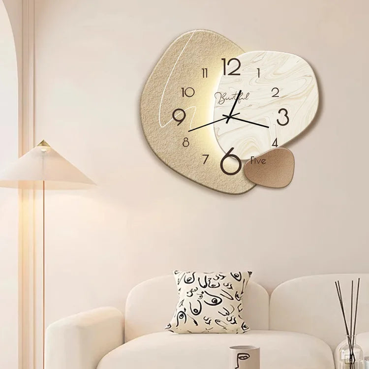 Moderne design veggklokke for stue – Stilig, stille veggklokke for elegant romdekorasjon | Luvikno