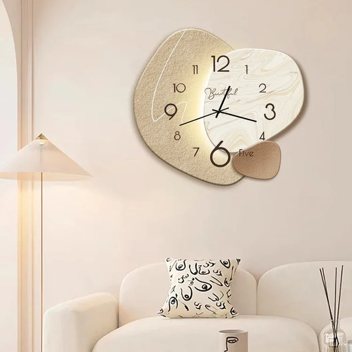 Moderne design veggklokke for stue – Stilig, stille veggklokke for elegant romdekorasjon | Luvikno