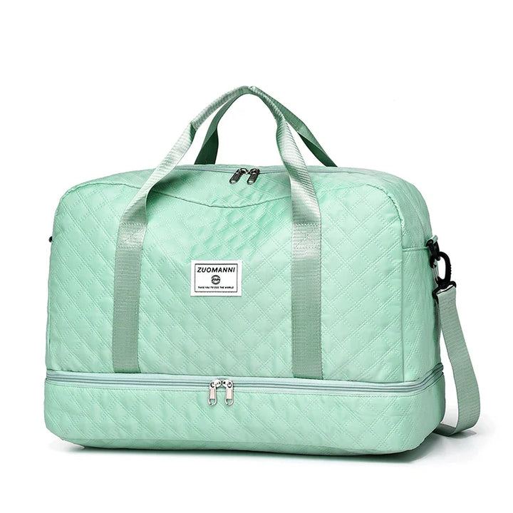 Luvikno | Raumio TravelFlex Lettvekts Reisebag med Diamantmønster | Stor Sports- og Helgetaske med Skoavdeling og Fuktavdeling | Kabinbagasje Egnet og Sammenleggbar