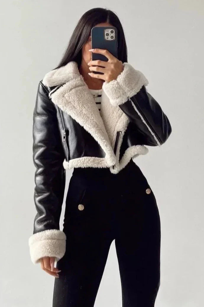 Luvik | Veste de moto en cuir avec fourrure