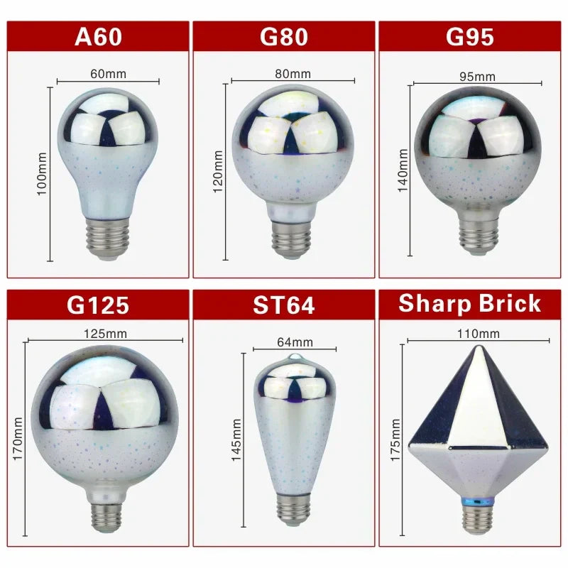 3D LED-pære | Vintage fyrverkeri effektlampe med E27 sokkel | 6W 85–265V | Dekor, fest- og julebelysning | Auravia Luvikno