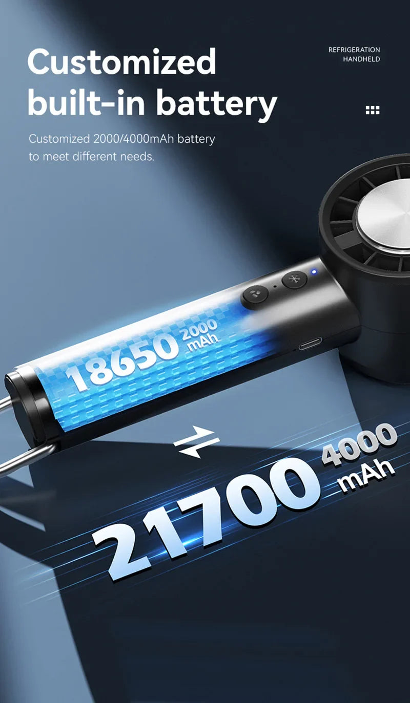 Stille høyhastighets USB håndholdt vifte – Bærbar liten vifte med LED-display, høy vindkraft og kjøleklimaanlegg-funksjon | Luvikno
