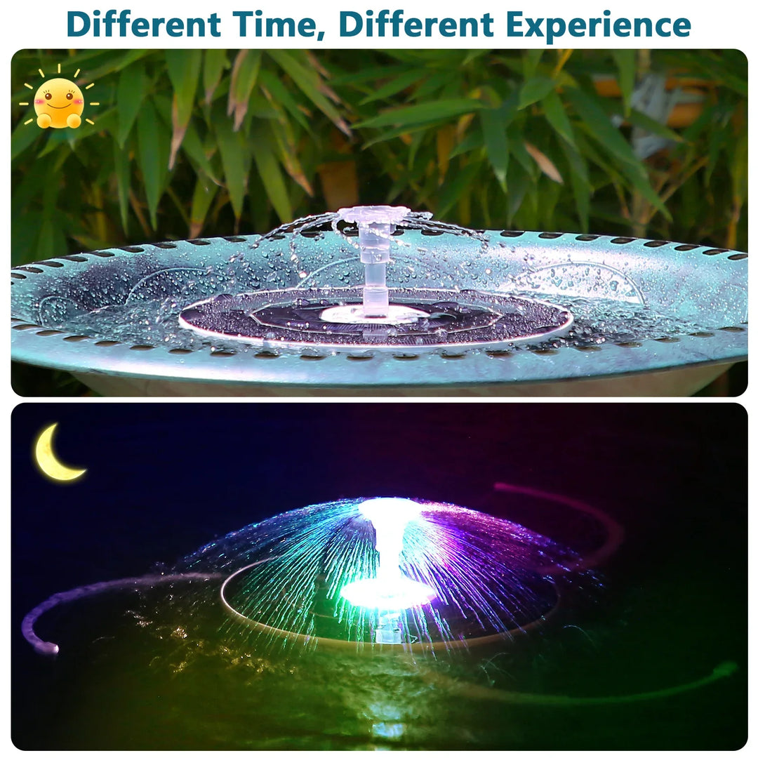Luvikno | Solavera Solfontenpumpe 6.5W | Med LED & 5000mAh Batteri | 16 Dyser | For Damm & Hage