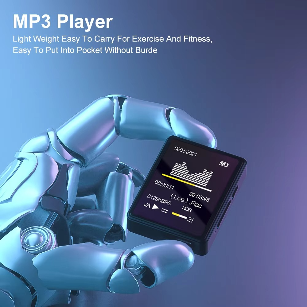 Bærbar Bluetooth MP3-spiller med HiFi-stereo, Mini MP4 videovisning, LED-skjerm og stemmeopptak Luvikno