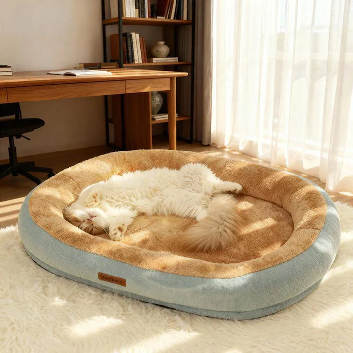 Oval Plush Bed for Dogs & Cats Luvikno