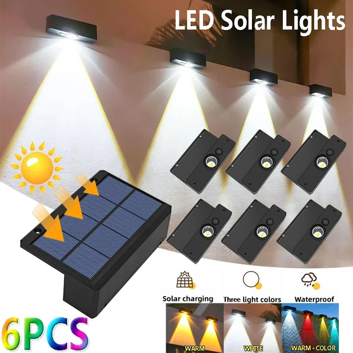 Luvikno | Lumora LED Solcelle Vegglampe Utendørs | 3 Lysmoduser | IP65 Vanntett | Hage, Balkong & Heggbelysning Uten Ledninger