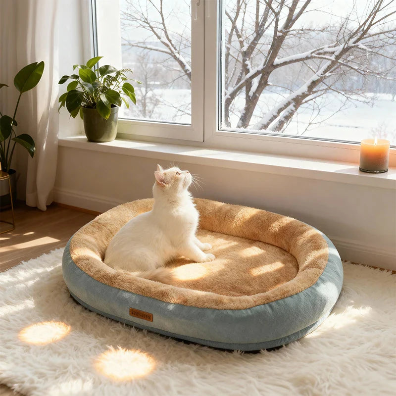 Oval Plush Bed for Dogs & Cats Luvikno