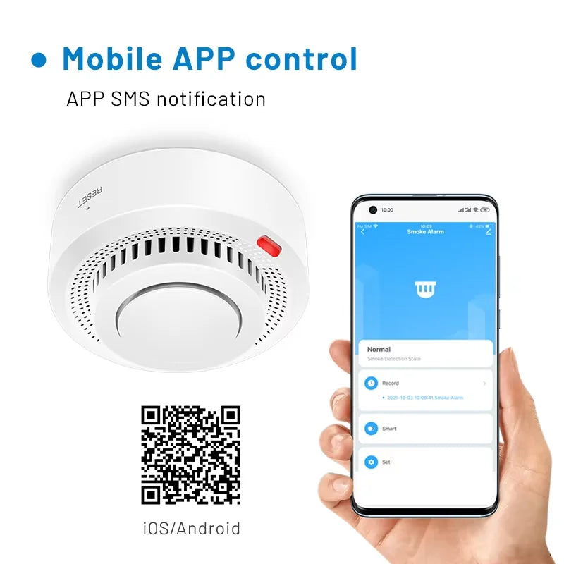 Luvikno | Smart WiFi Røykvarsler Brannalarm 85dB – SafeSense