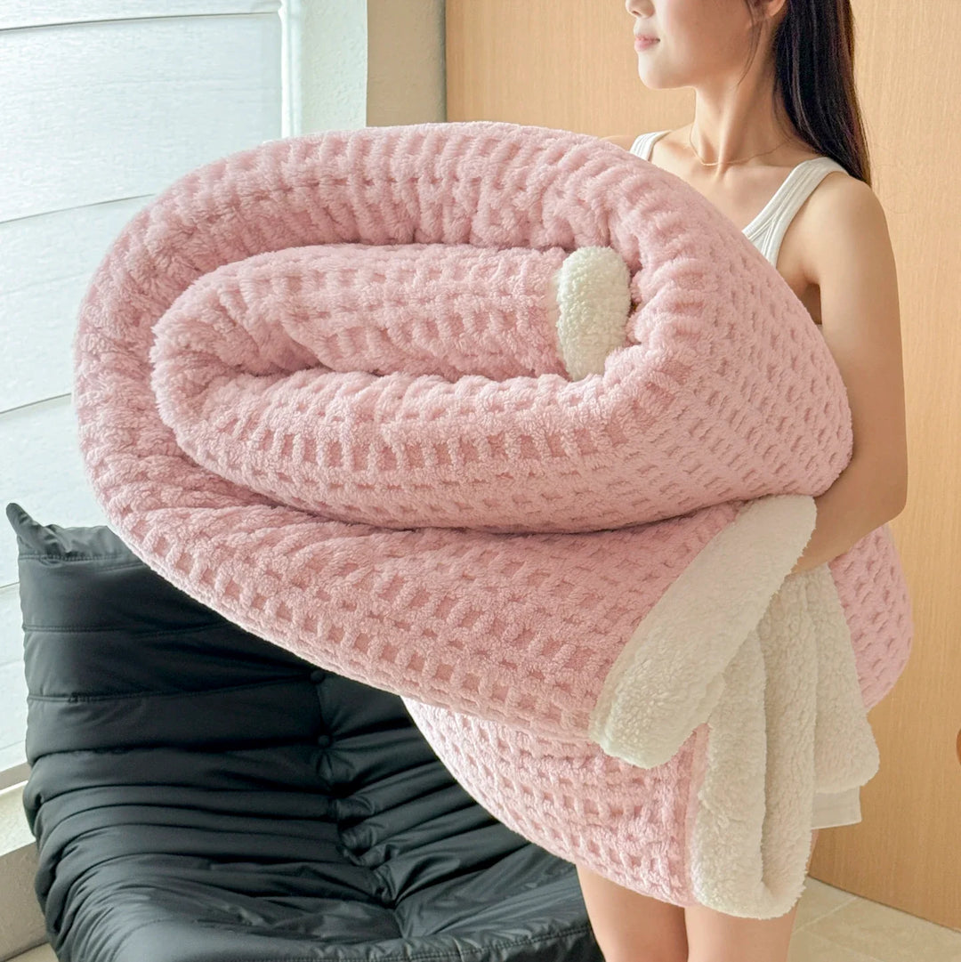 Vinter Drøm Teppet – Dobbel Lag Fleece Teppet med Lamull Utseende | Ultra Varmt, Mykt & Hudvennlig | For Sofa, Seng & Kalde Vinterdager Luvikno