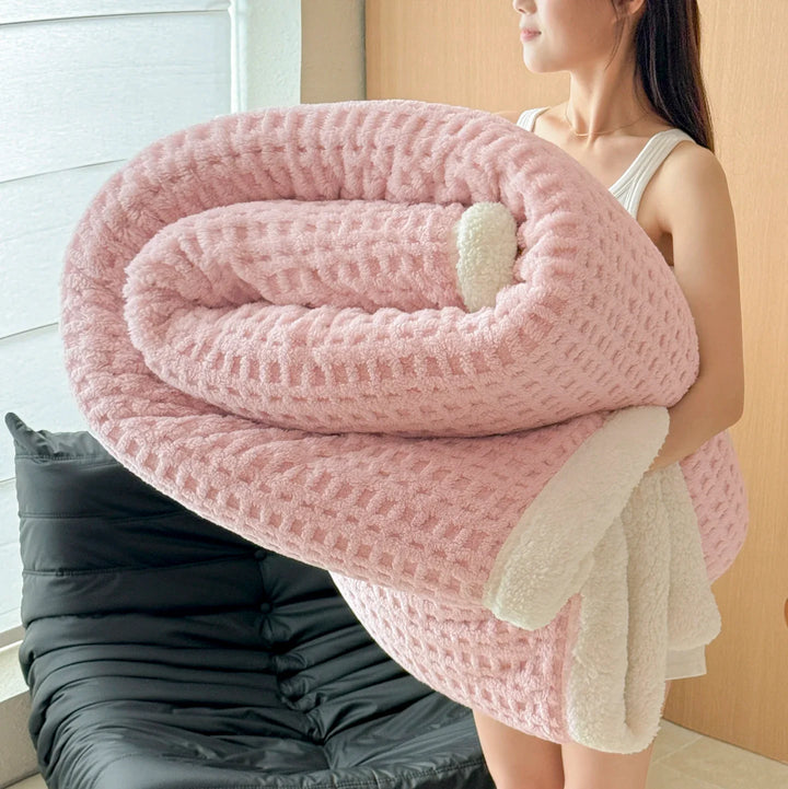 Vinter Drøm Teppet – Dobbel Lag Fleece Teppet med Lamull Utseende | Ultra Varmt, Mykt & Hudvennlig | For Sofa, Seng & Kalde Vinterdager Luvikno