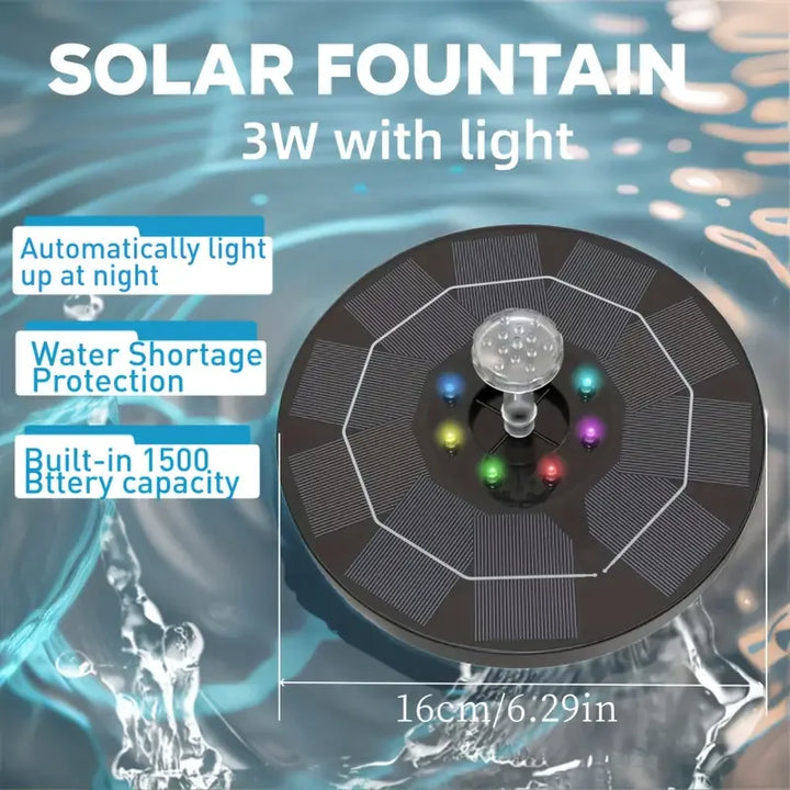 Luvikno | Solfontene LumiFonte 3.5W | Med RGB LED & 6 Dysjer | 1500 mAh Batteri & Filtersystem | For Fuglbad, Damm & Hage