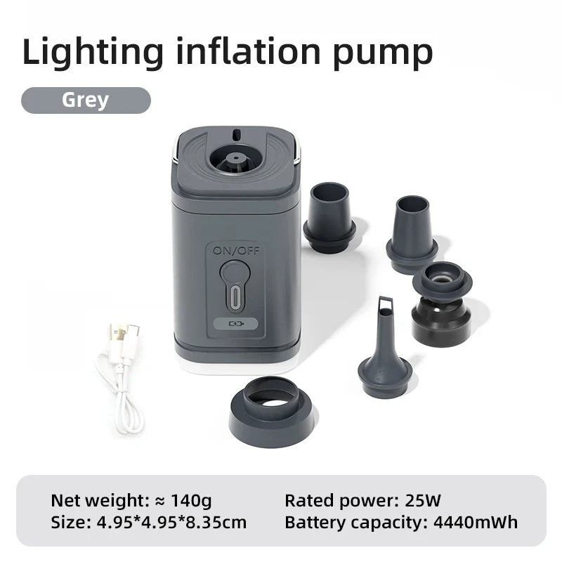 Luvikno | Utendørs Luftpumpe AeroBlow Mini | Elektrisk & USB Oppladbar | Bærbar & Trådløs | For Luftmadrasser & Vakuumposer
