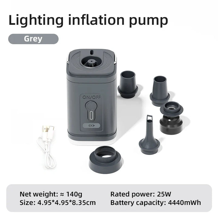 Luvikno | Utendørs Luftpumpe AeroBlow Mini | Elektrisk & USB Oppladbar | Bærbar & Trådløs | For Luftmadrasser & Vakuumposer