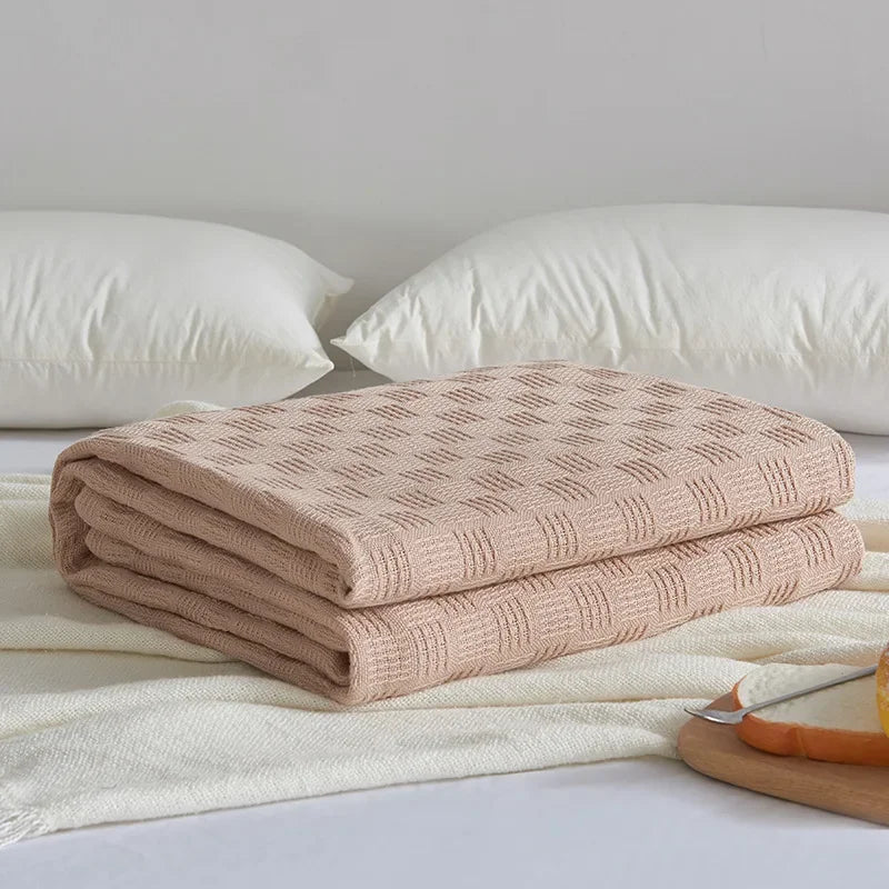 Bomullsgauze teppe Aurelina | 100 % bomull | Pustende & Hudvennlig | Perfekt for sofa, seng & kontor Luvikno