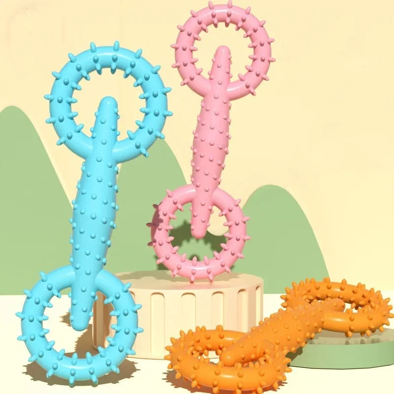 Luvikno | DentaPla Plush Toy Dog | Double Ring Design | Dental Care & Bite Resistant | 16x5.8 cm | TPR