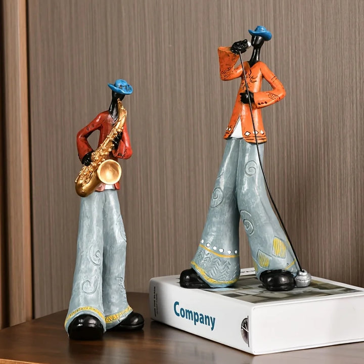 Resin Jazz Band Figurine - Vintage Music Decor Statue | Luvikno