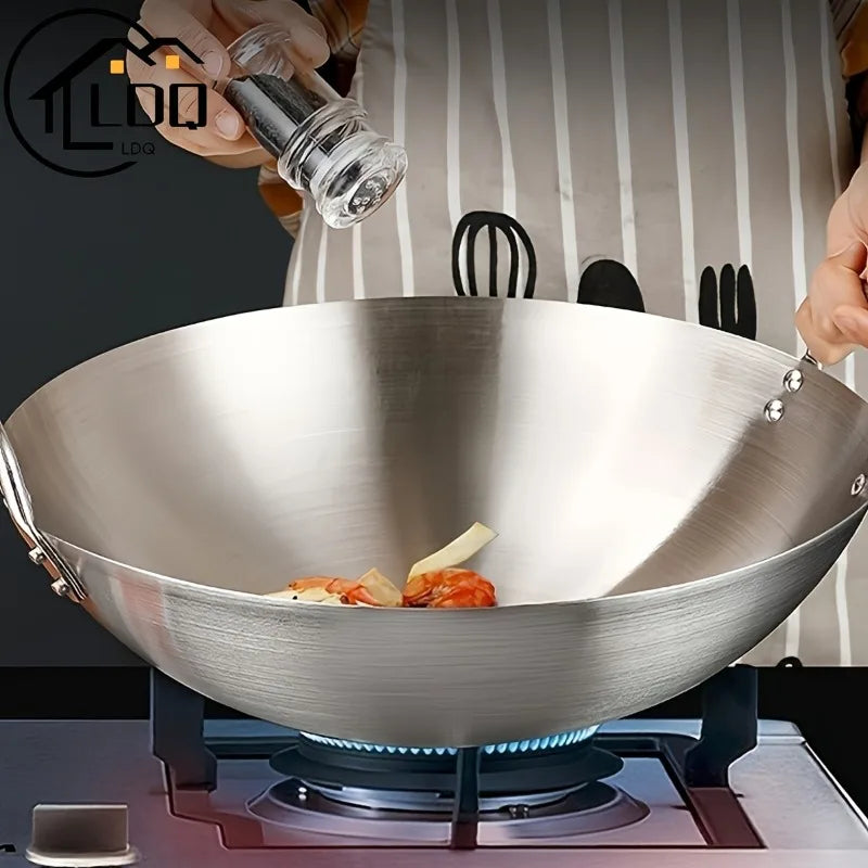 ChefMaster – Stor rustfritt stål wok med dobbel håndtak Luvikno