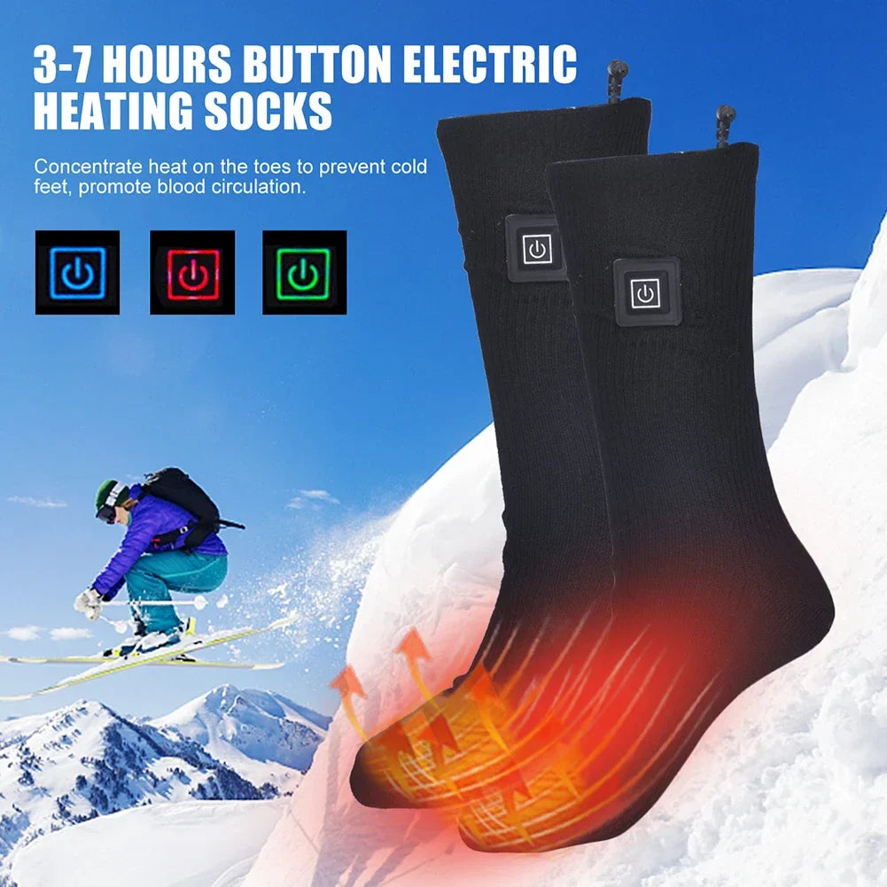 Elektrisk oppvarmede sokker | USB oppvarmede sokker for kvinner og menn | 3 varmeinnstillinger | Ideell for ski, sykling og utendørs | ThermaStep Luvikno