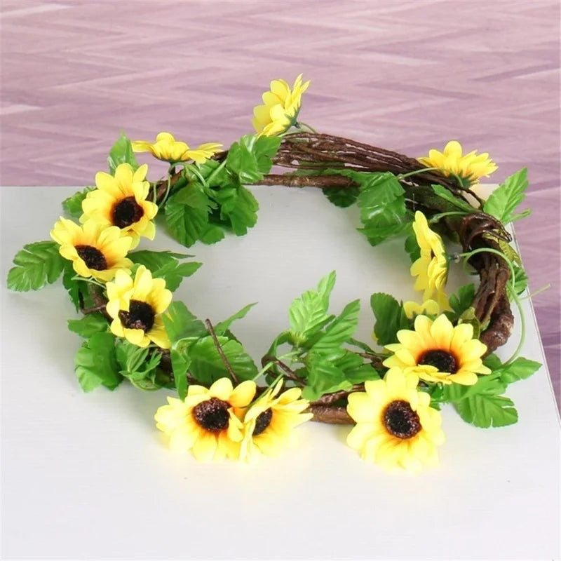 Luvikno | Floraviva SunVine Solsikke Garland Kunstig | 2.6 m Lengde | 12 Blomster Ø 8 cm | For Bryllup, Balkong & DIY Dekor