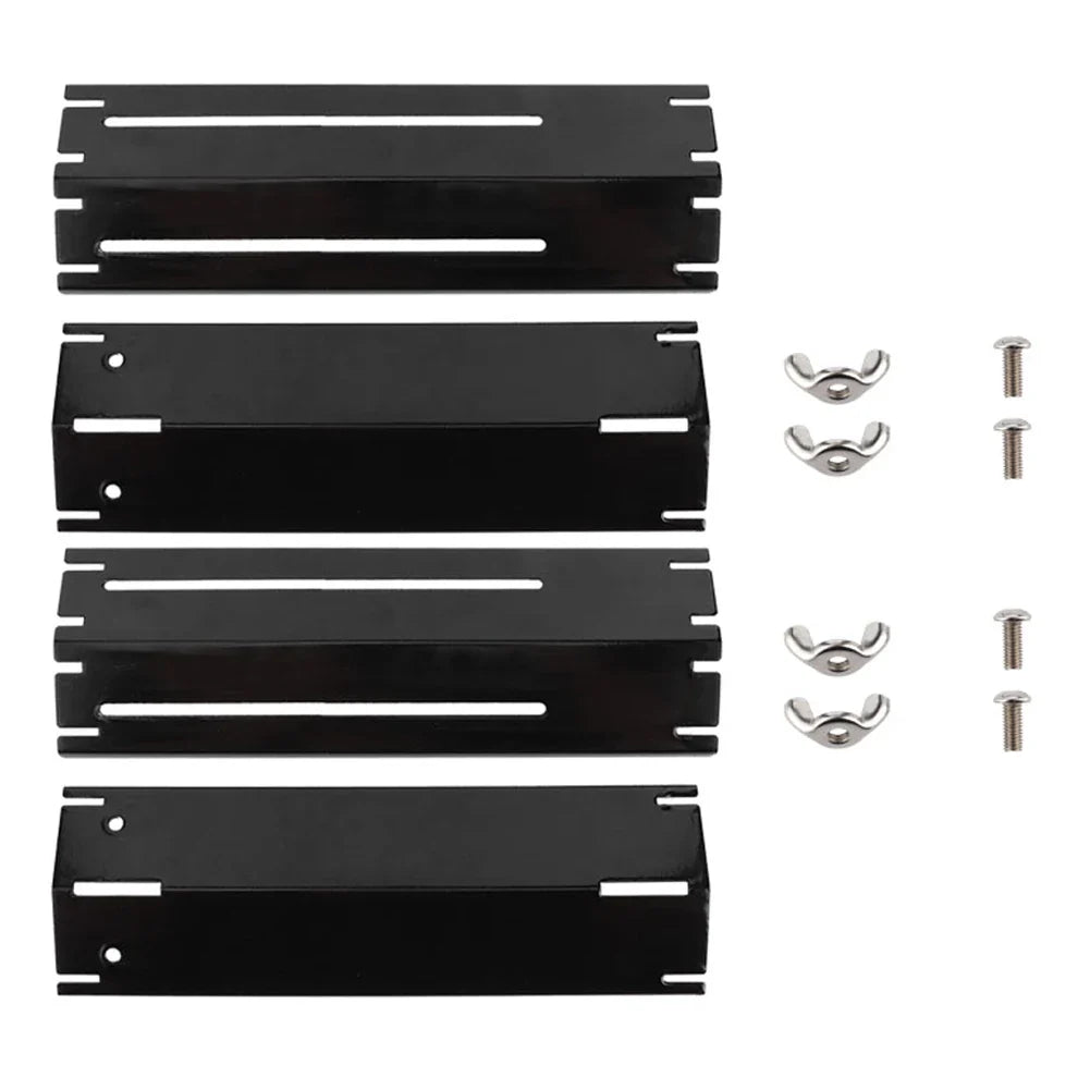 Luvikno | Grill skjold Justerbart varmebeskyttelse for gassgriller | Erstatnings termiske plater laget av emalje | 2/4 par sett | Universelt justerbart 30–56 cm