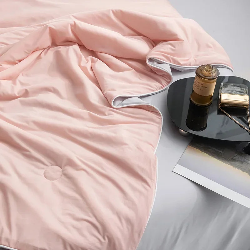 Air Condition Sommer Komforter — Ren Farge Is Silke Kjøleteppe, Lett & Glatt Twin/King Størrelse Quilt | Luvikno