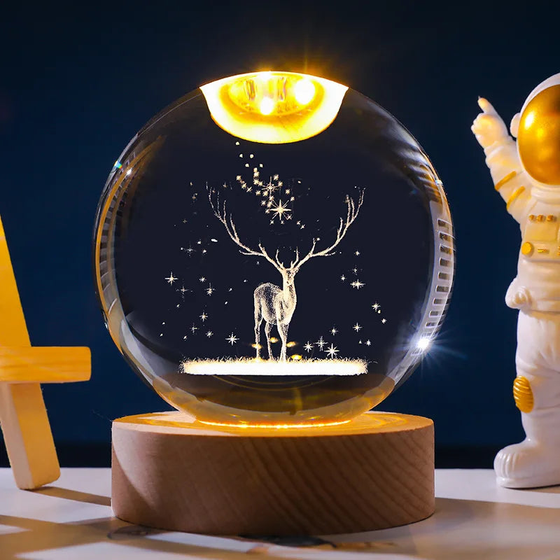 Luvikno | Astranova Galakse Nattlampe | LED Krystallkule med Melkeveien Design | Varm Hvit Lys | Kreativ Gave til Barn & Voksne