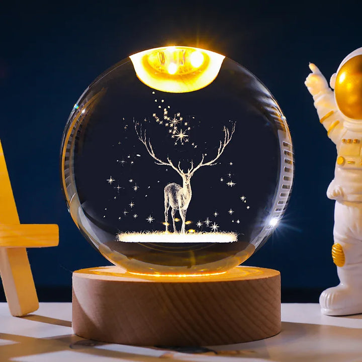 Luvikno | Astranova Galakse Nattlampe | LED Krystallkule med Melkeveien Design | Varm Hvit Lys | Kreativ Gave til Barn & Voksne