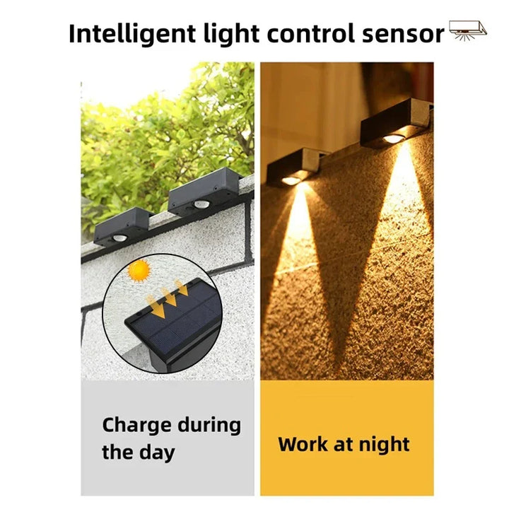 Luvikno | Lumora LED Solcelle Vegglampe Utendørs | 3 Lysmoduser | IP65 Vanntett | Hage, Balkong & Heggbelysning Uten Ledninger