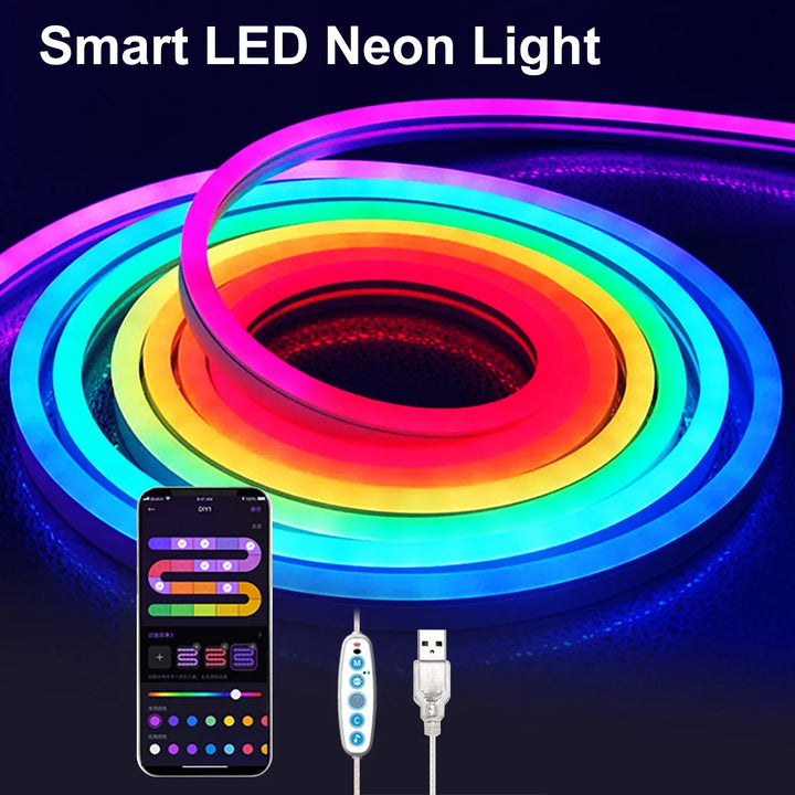 LED RGB-Bånd - Neon-Ambiente - Musikk-Synkronisering - USB - TV- og Soveromsdekorasjon | Luvikno