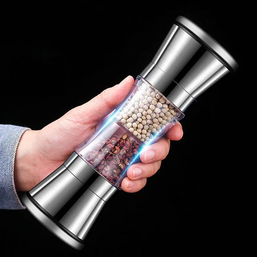 Luvikno | 2-i-1 Krydderkvern SPICURA DuoMill | Rustfritt Stål Dobbel Kvern for Salt & Pepper | Manuell & Stilig