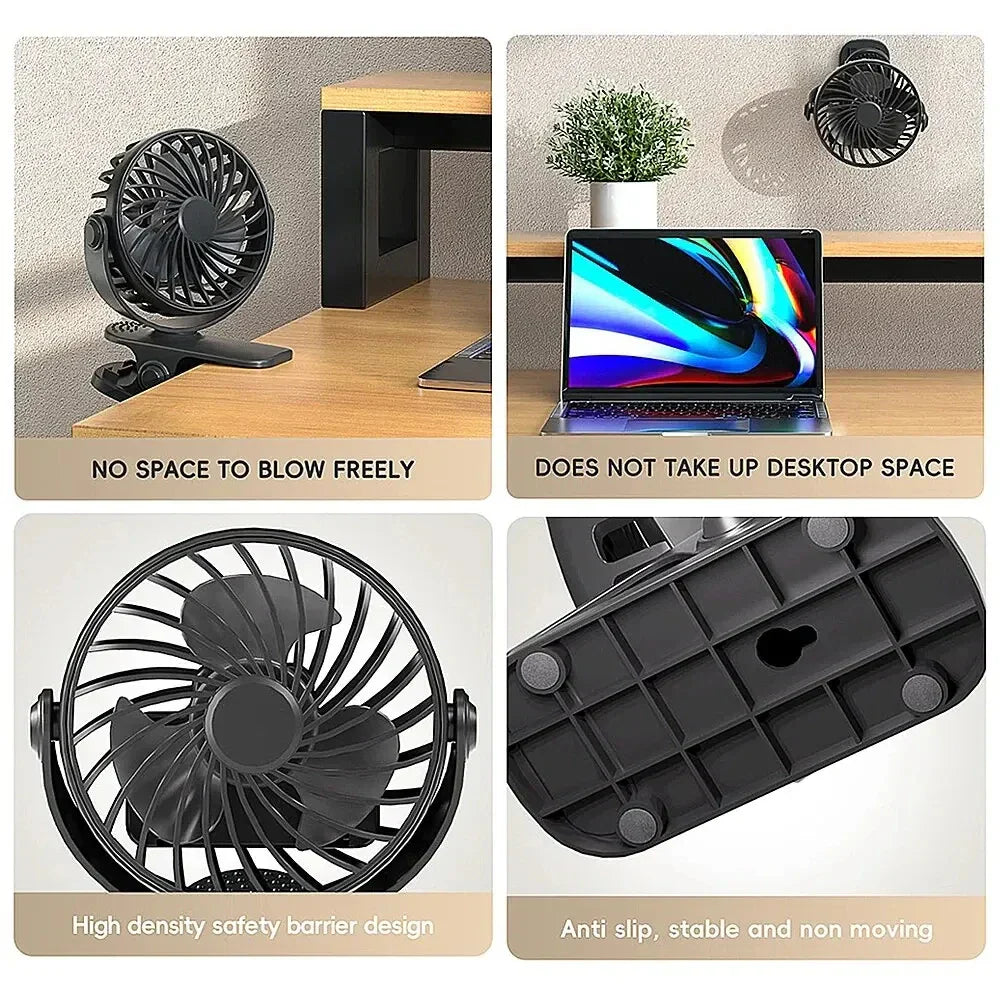 Luvikno | FlexiBreeze USB vifte | Roterbar, bærbar med 3 hastigheter og nattlys