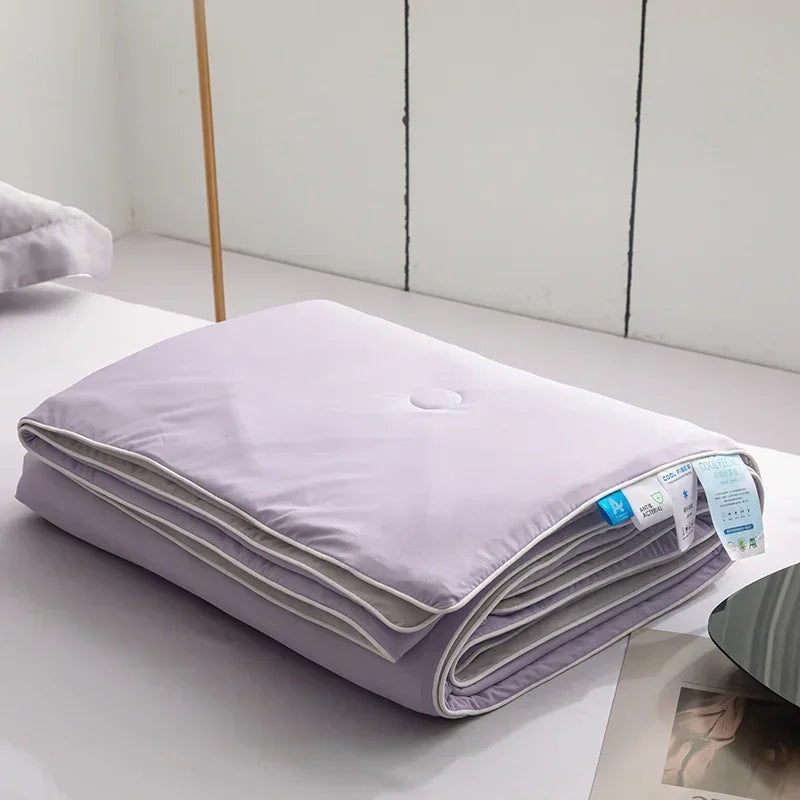 Air Condition Sommer Komforter — Ren Farge Is Silke Kjøleteppe, Lett & Glatt Twin/King Størrelse Quilt | Luvikno