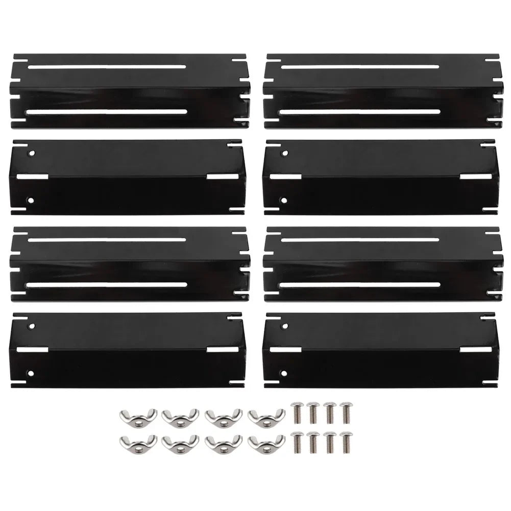 Luvikno | Grill skjold Justerbart varmebeskyttelse for gassgriller | Erstatnings termiske plater laget av emalje | 2/4 par sett | Universelt justerbart 30–56 cm