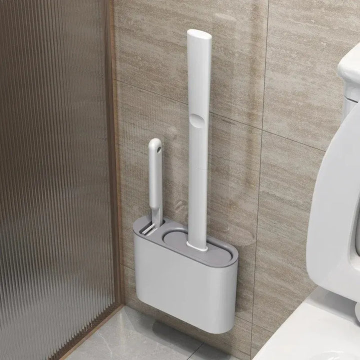 Luvikno | Toalettbørste HygieBrush DuoClean | 2-i-1 Silikon Toalettbørste Sett med Veggmontering | Antibakteriell & Plassbesparende